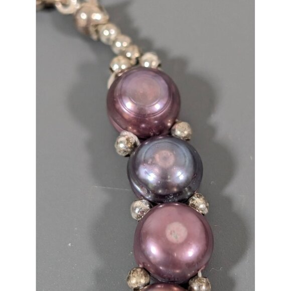 Artisan Purple Dyed Baroque Pearl Tennis Bracelet 6.5" - Picture 3 of 9